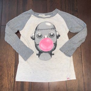 APPAMAN Robot Bubblegum Long Sleeve Tee. Size 5.